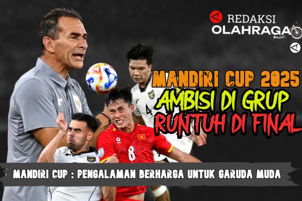 Here are some alternate title suggestions for "Redaksi Olahraga: Ambisi di grup, runtuh di final - ANTARA News":

1. "Perjuangan Berujung Patah: Dari Kejayaan Grup ke Keterpurukan di Final"
2. "Kisah Harapan dan Kecewa: Ambisi Terbentur di Babak Final"
3. "Dari Puncak Ambisi ke Jurang Kekalahan: Refleksi Final"
4. "Menuju Final: Ambisi yang Hilang di Detik Terakhir"
5. "Perjalanan Cemerlang, Akhir yang Kelam: Kisah Di Balik Final"
6. "Dari Kemenangan di Grup ke Keputusan Final yang Menyedihkan"
7. "Mimpi Tinggi, Realita Pahit: Ketika Ambisi Berakhir di Final"
8. "Finalyang Penuh Harapan: Ketika Ambisi Tak Terwujud"
9. "Langkah Penuh Keyakinan, Jatuh di Puncak: Cerita dari Lapangan"
10. "Perjuangan yang Hampa: Dari Ambisi Membara ke Runtuhnya Mimpi"

Feel free to mix and match elements from these suggestions to create a title that resonates with the desired tone!